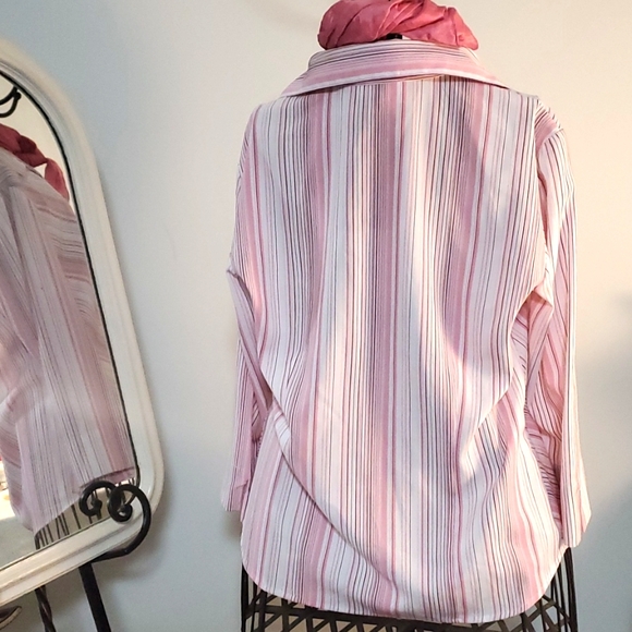 Worthington Stretch easy care Small size with stripe buttons down blouse - Picture 6 of 15